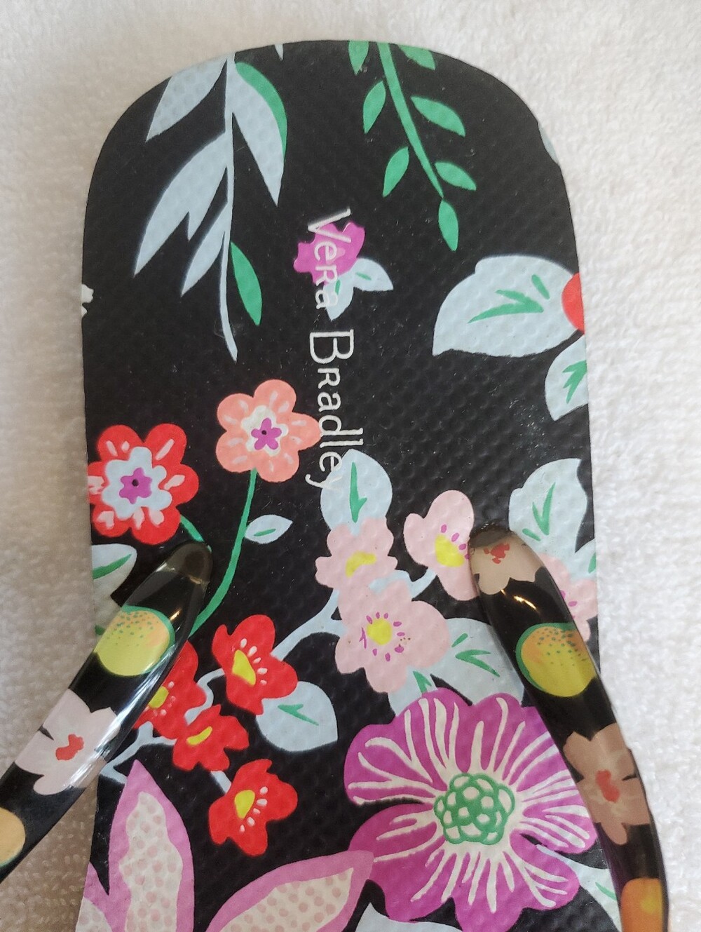 Vera Bradley Tropical Flip Flop Sandals with Multicolor Blooms Women's Size 9-10 - Picture 2 of 4